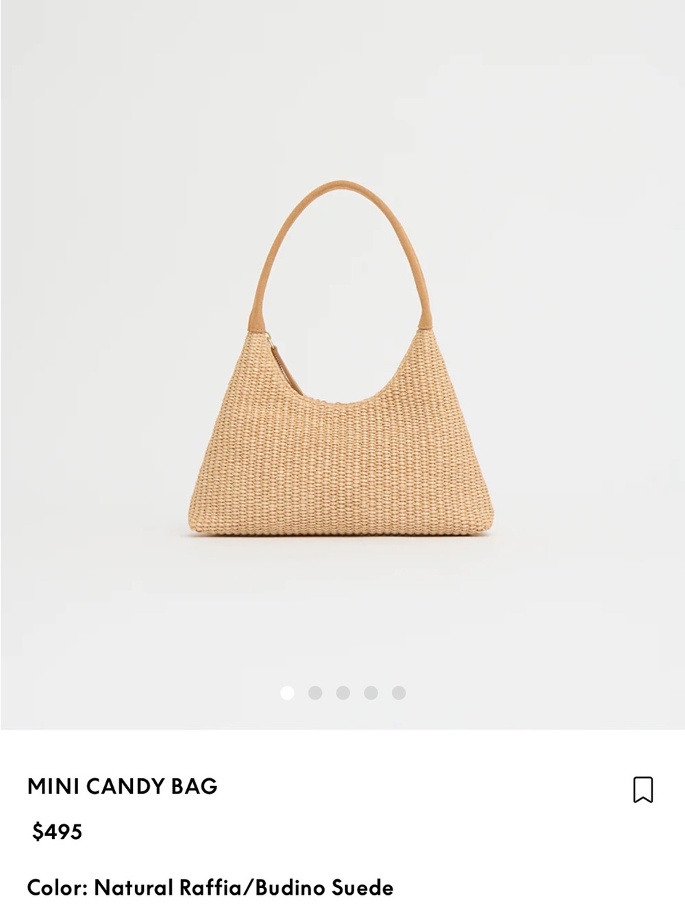 Mansur Gavriel Natural Raffia Shoulder Bag with Budino Suede Trim